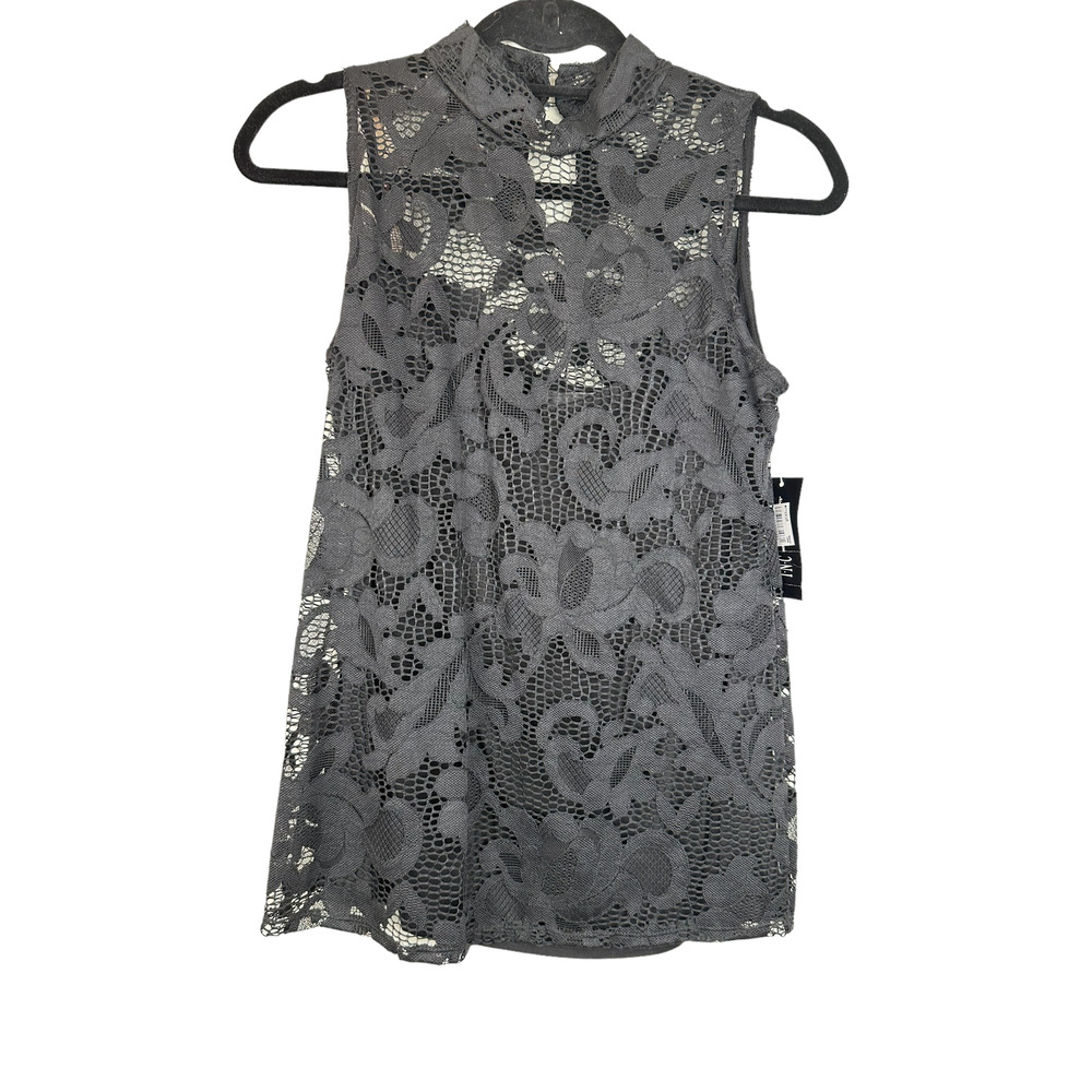 INC International Concepts Moody Blues Lace top in Deep Black Sz: SM NWT